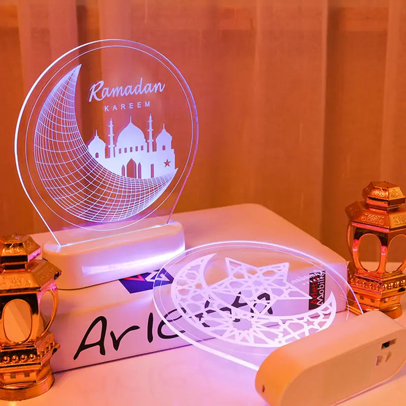 3D Illusion Ramadan Mubarak Night Light with Remote