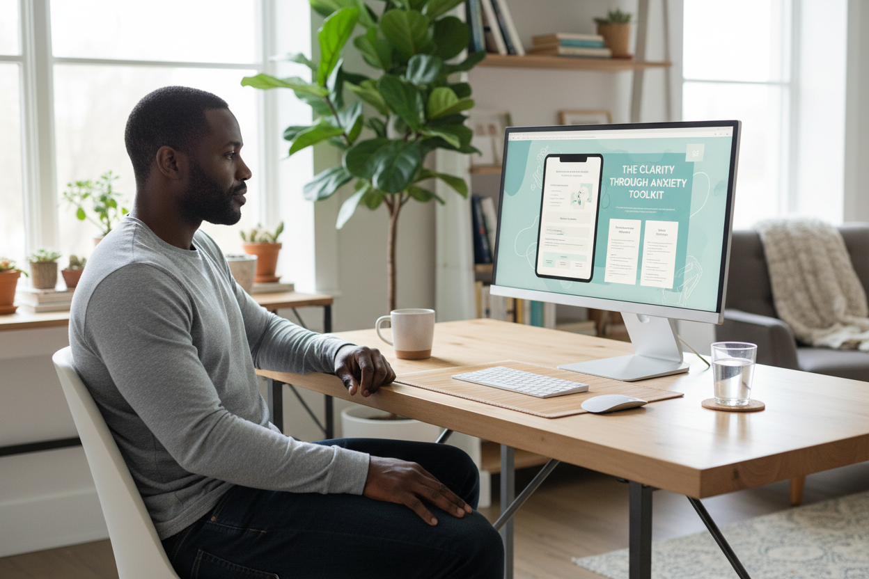 Black man viewing toolkit on desktop
