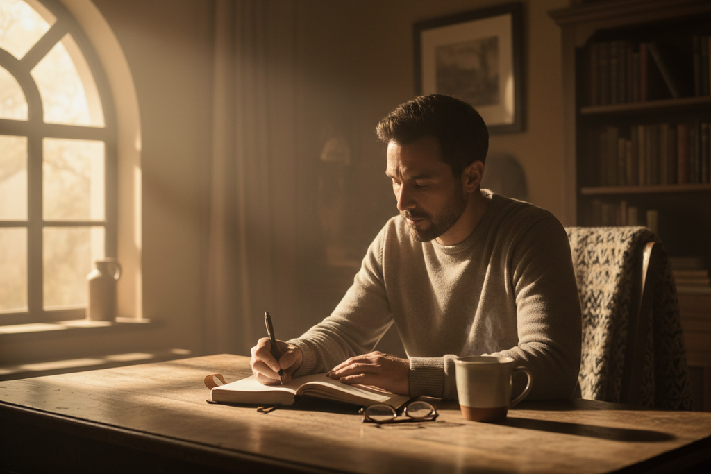 Man Writing in Journal