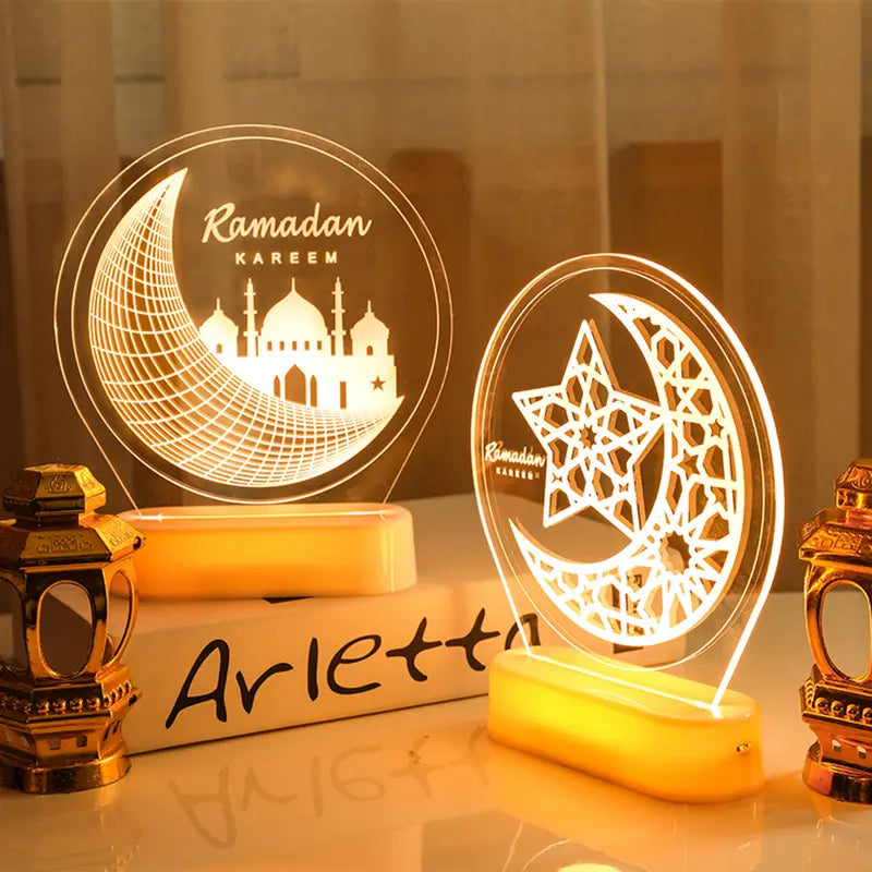 3D Illusion Ramadan Mubarak Night Light with Remote