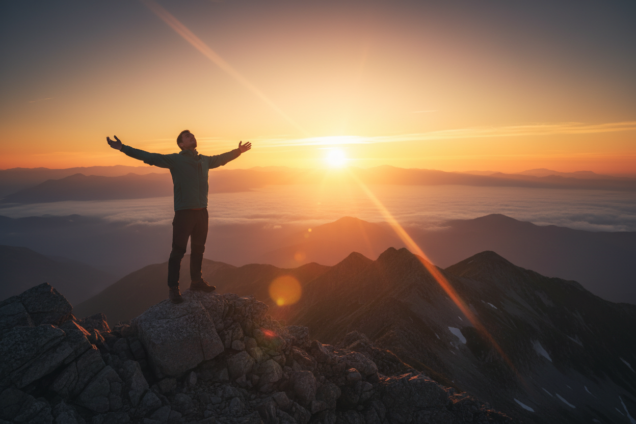 Rise - Standing on Mountain Summit