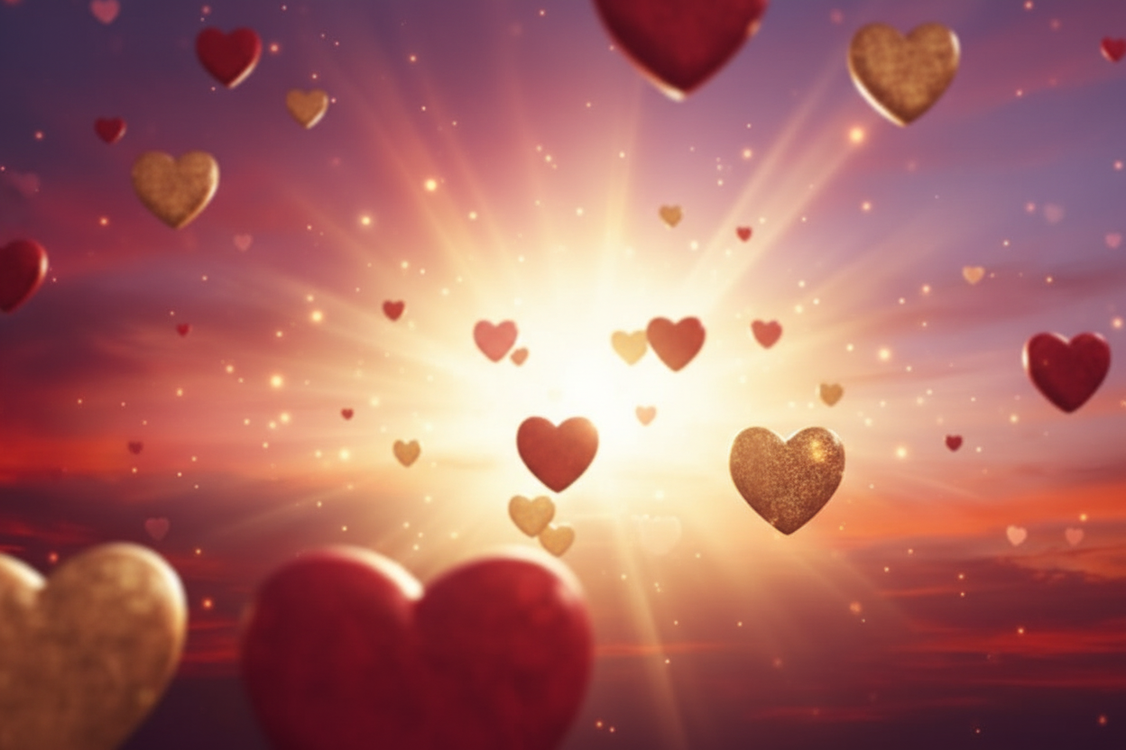 Valentine's Day Banner with Floating Hearts