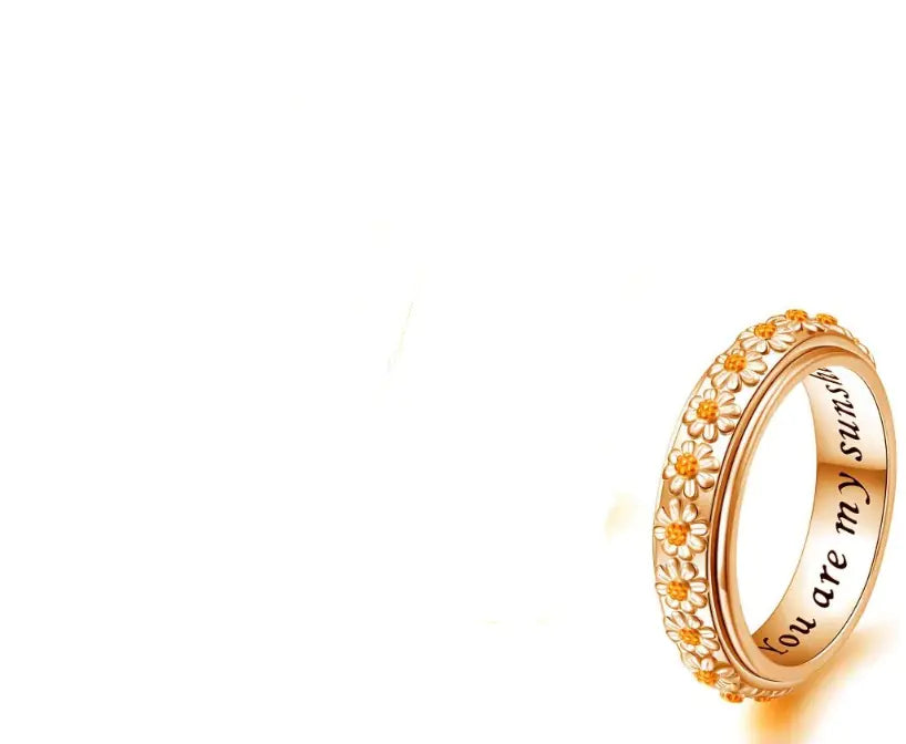 Rotatable Two-Tone Wild Flower Fashion Ring