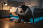 Woman experiencing anxiety at night