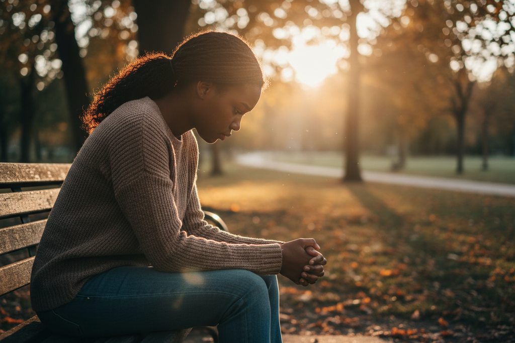Woman experiencing anxiety outdoors